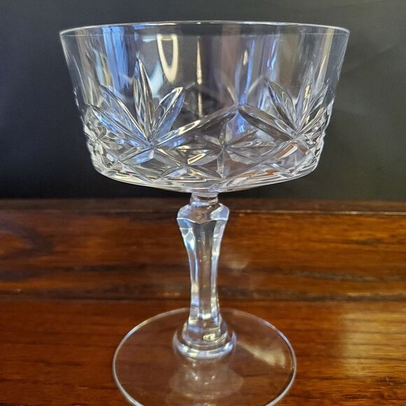 MCM 1960's Wedding Champagne Crystal Cut Goblets Glasses - Picture 2 of 9